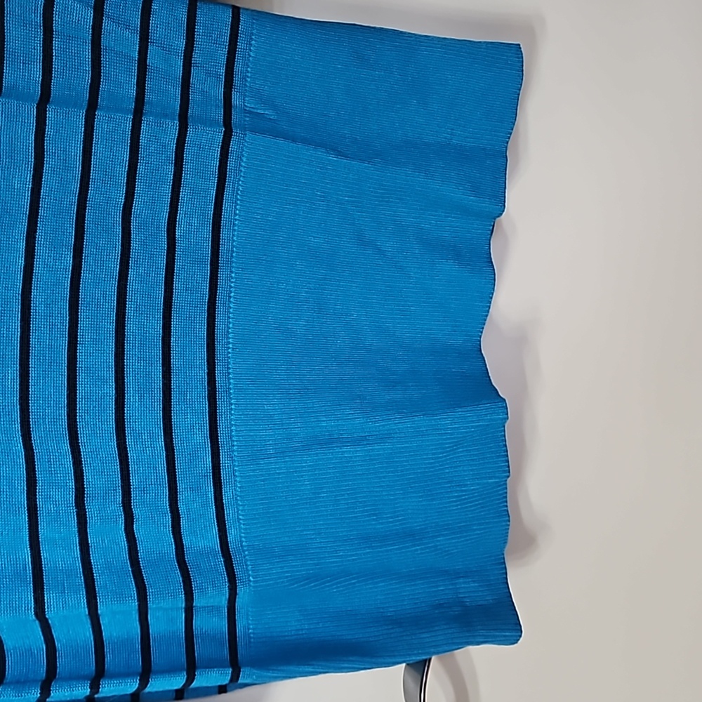White House Black Market Women's Size Large Top NWT Stripes Teal - Picture 2 of 6